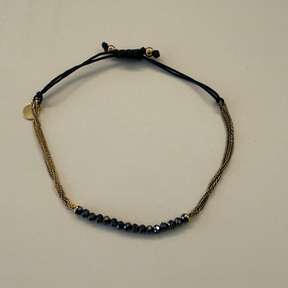 Stella & Dot Black Beaded Gold-Chain Bracelet